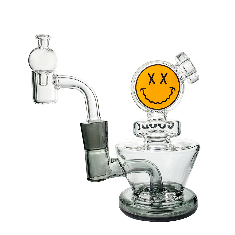 Goody Glass Big Face Mini Dab Rig 4Piece Kit - T Black/Smoke