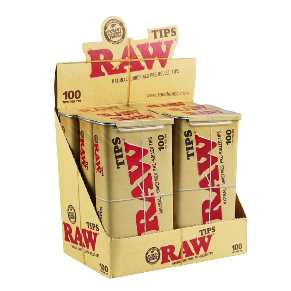 RAW Unrefined 100 Filtri Pre-Rollati (6 barattoli/espositore)